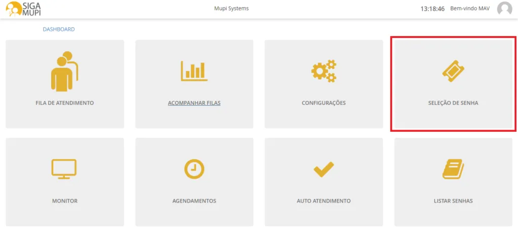 Dashboard da plataforma Meu Atendimento Virtual