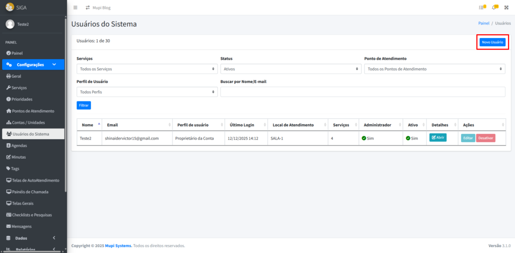 Usuários do Sistema
